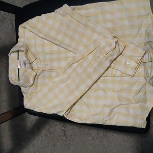 Yellow and white striped long sleeve button up shirt by Gymboree size 4T